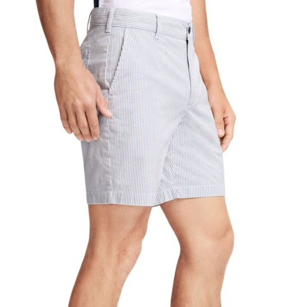 IZOD Mens Oxford Short 38W Colony Blue Pinstripe Classic Fit 8 Inseam NEW